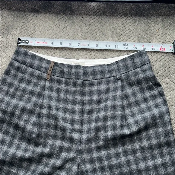 Peserico IT 42 Gray Plaid Virgin Wool Cropped Tailored Pants US 6 - Picture 11 of 14